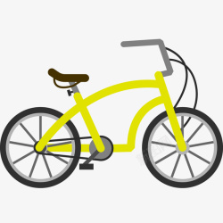 绿色黄色单车手绘自行车高清图片