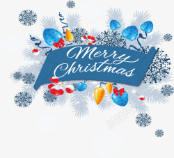 圣诞雪横条框蓝色雪花圣诞标题框矢量图高清图片
