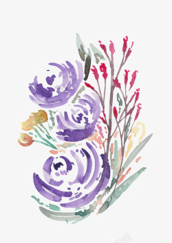 紫色手绘的花朵装饰素材