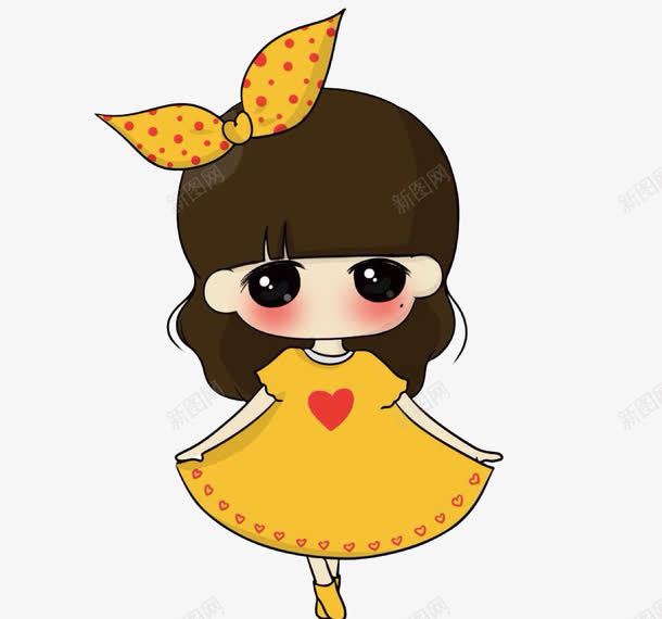 穿着黄色长裙的可爱小女孩png免抠素材_新图网 https://ixintu.com 卡通 可爱 小女孩 黄色