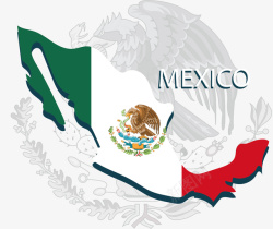 老鹰花纹墨西哥地图矢量图素材