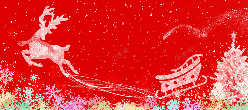 圣诞节红色麋鹿车banner背景