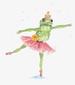 手绘青蛙跳舞装饰卡通图素材