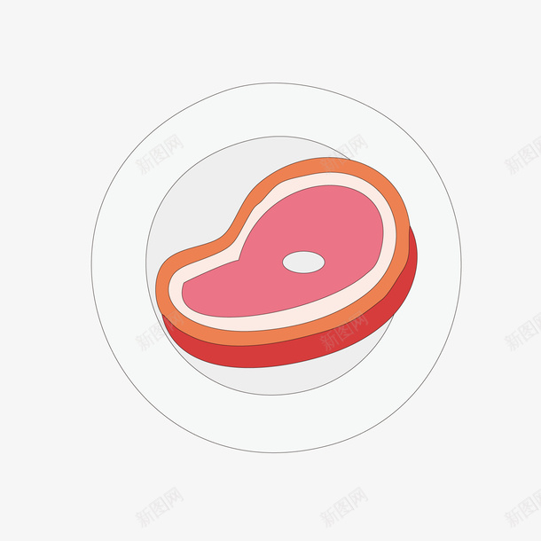 餐盘中的一块肉png免抠素材_新图网 https://ixintu.com 一块肉 卡通猪肉 卡通食物 卡通餐盘 白色餐盘 肉类