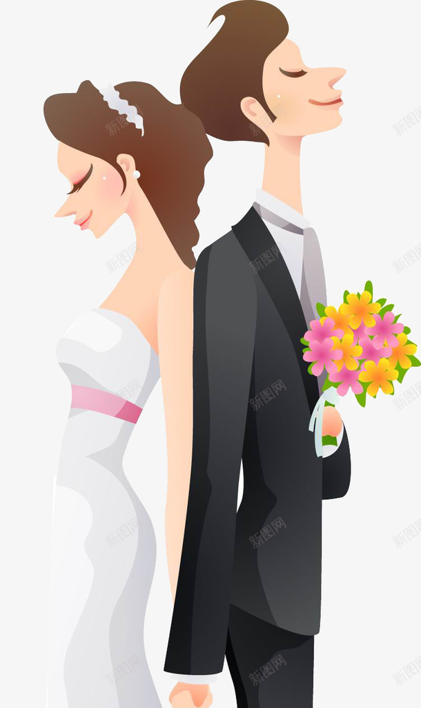 情侣psd免抠素材_新图网 https://ixintu.com 婚礼 彩色 简笔画
