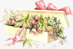 礼盒里的粉色玫瑰花朵素材