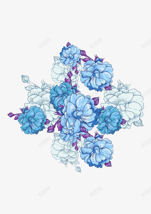 蓝色花朵png免抠素材_新图网 https://ixintu.com 水彩 花朵 花瓣 花苞 装饰