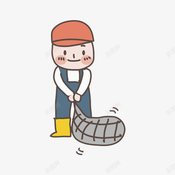 卡通男孩png免抠素材_新图网 https://ixintu.com 包裹 卡通 卡通垃圾袋 垃圾袋 手绘 灰色 男孩 红色帽子