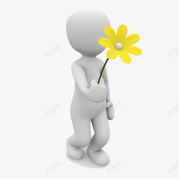 送花的人png免抠素材_新图网 https://ixintu.com 花的图片 送花 采花 黄色花