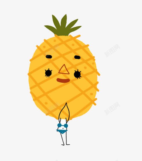 卡通菠萝人png免抠素材_新图网 https://ixintu.com 平扁图形 拟人水果 菠萝