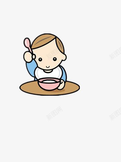 吃饭的小孩子png免抠素材_新图网 https://ixintu.com 勺子 卡通 素材 饭碗