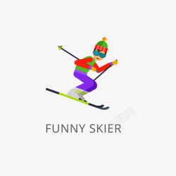 戴帽子滑雪的运动员矢量图素材