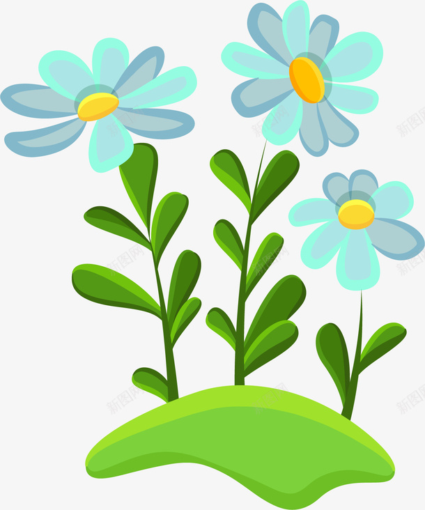 可爱卡通蓝色花卉花朵png免抠素材_新图网 https://ixintu.com 卡通 可爱小花 手绘 矢量图案 花卉 花朵 蓝色
