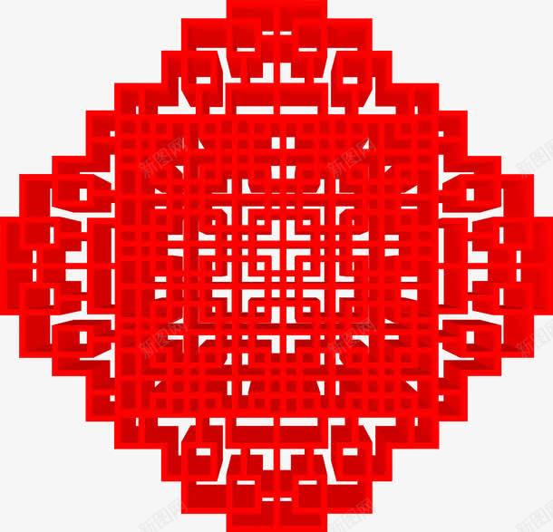 红色中国风喜庆窗户装饰png免抠素材_新图网 https://ixintu.com 喜庆 窗户 红色中国 装饰