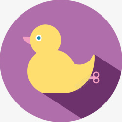 紫色鸭子可爱的黄鸭子圆形图标矢量图高清图片