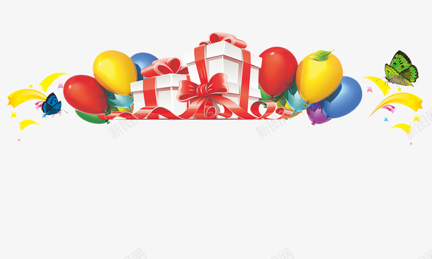 气球和礼物psd免抠素材_新图网 https://ixintu.com 气球 气球礼物 礼物 礼物盒 蝴蝶结 装饰图案