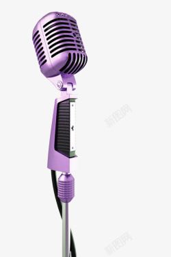 粗线5字体设计紫色简约麦克风装饰图案高清图片