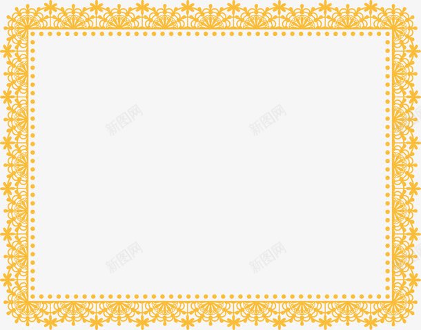 手绘蕾丝边框矢量图ai免抠素材_新图网 https://ixintu.com 手绘 蕾丝边框 黄色 矢量图
