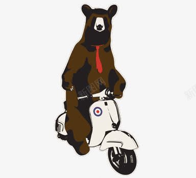 卡通熊png免抠素材_新图网 https://ixintu.com 动物杂技 卡通熊 杂技表演 骑摩托车的熊