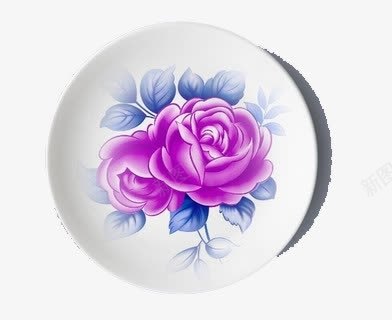 盘子png免抠素材_新图网 https://ixintu.com 月季花纹 白色 盘子 陶瓷