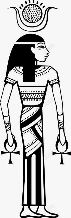 卡通黑色线条古埃及人物画像素材