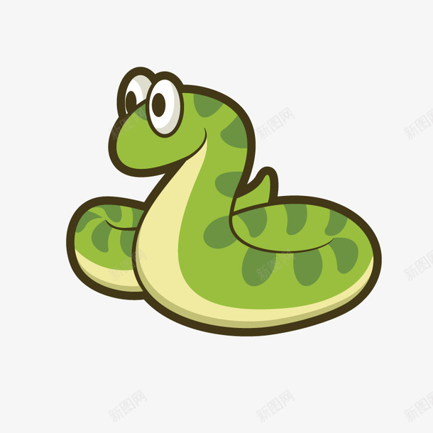手绘绿色的卡通蛇png免抠素材_新图网 https://ixintu.com 创意 动漫动画 卡通手绘 卡通蛇 眼睛 绿色的