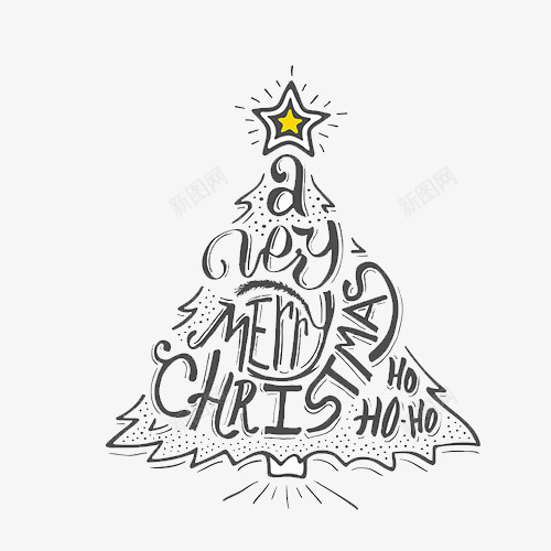 手绘圣诞树元素psd免抠素材_新图网 https://ixintu.com 圣诞 圣诞树 节日 设计