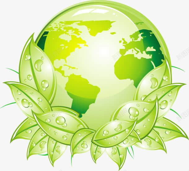 绿叶地球环保图案png免抠素材_新图网 https://ixintu.com 创意 地球 环保 矢量素材 绿色