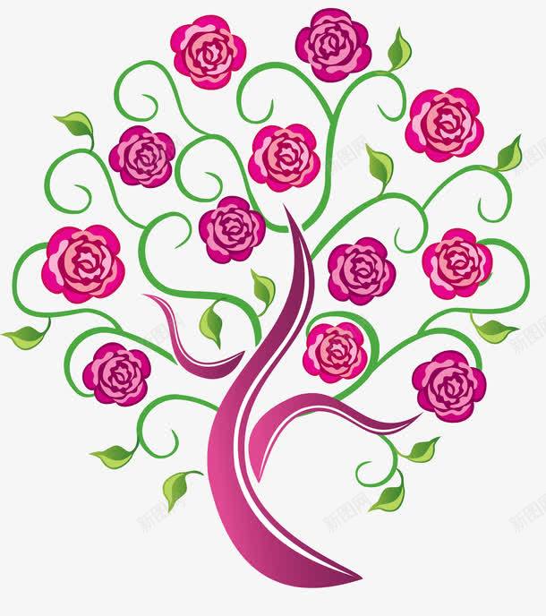 玫瑰花小树png免抠素材_新图网 https://ixintu.com 卡通 小树 手绘 树 树木 植物 玫瑰