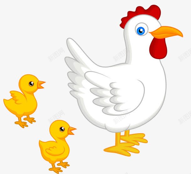 母鸡和小鸡png免抠素材_新图网 https://ixintu.com 可爱 家禽 小鸡 小鸡妈妈 母鸡 白色 黄色
