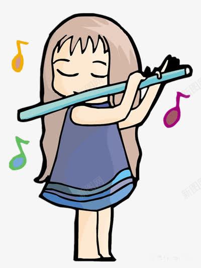 吹笛子的小女孩png免抠素材_新图网 https://ixintu.com 乐器 人物 彩色 素材