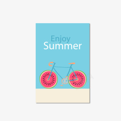 喜欢夏季水果自行车夏季标签矢量图素材