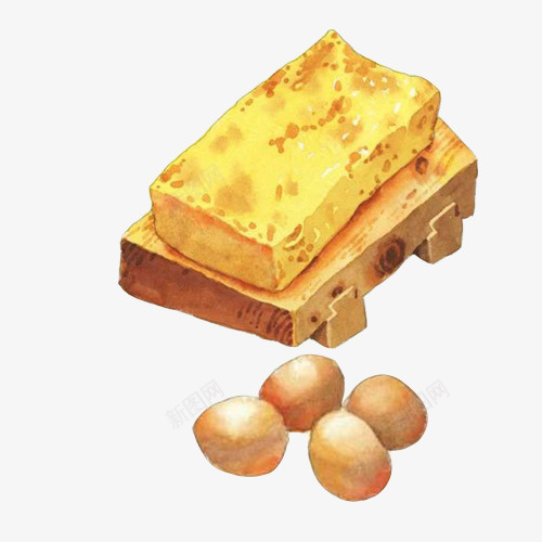 鸡蛋面包手绘画片psd免抠素材_新图网 https://ixintu.com 手绘美食 烘焙面包 焦黄色 面包 鸡蛋糕 黄色