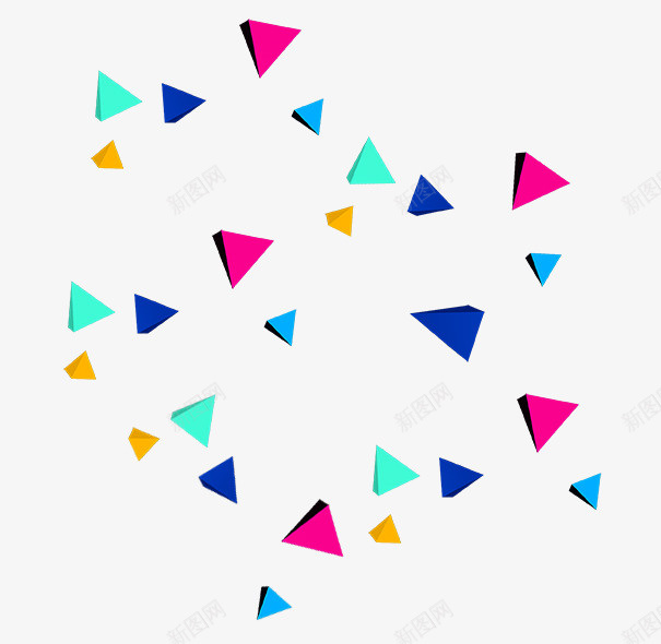 小三角形漂浮元素png免抠素材_新图网 https://ixintu.com 元素 小三角形 彩色 漂浮
