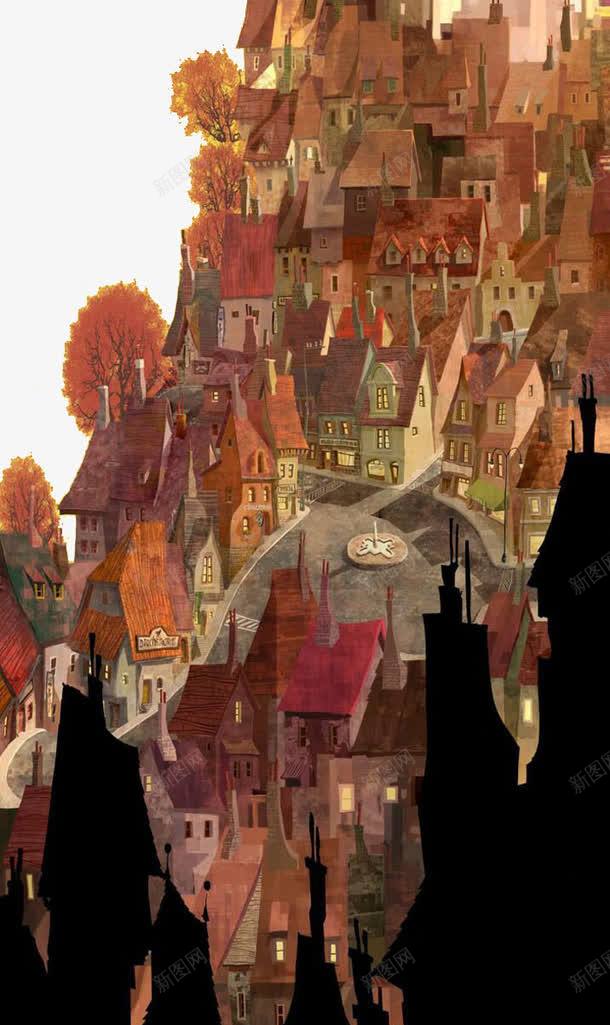 山林里的城堡与黑色城堡png免抠素材_新图网 https://ixintu.com 创意 城堡 山林 黑色