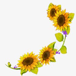 手绘黄色向日葵花朵装饰素材