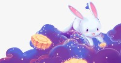 水彩月兔月饼艺术图案素材
