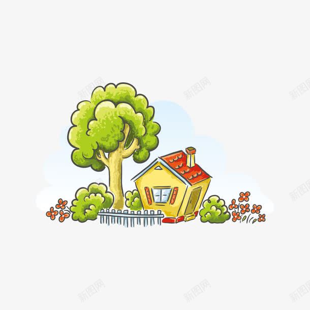 卡通房子和小树png免抠素材_新图网 https://ixintu.com 卡通 卡通房子和小树免费下载 房子 树