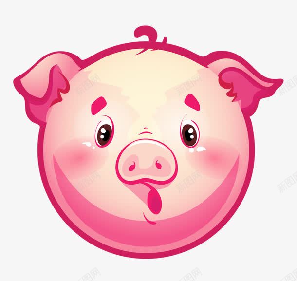 粉色猪头png免抠素材_新图网 https://ixintu.com 可爱 呆萌 猪头 粉色 红色猪头