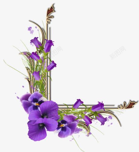 紫色花朵侧边框装饰png免抠素材_新图网 https://ixintu.com 紫色 花朵 装饰 边框