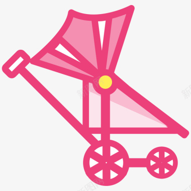 彩色手绘婴儿车元素矢量图图标图标