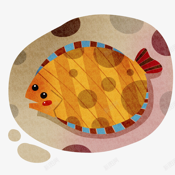 比目鱼插画png免抠素材_新图网 https://ixintu.com 动物 可爱 图案 彩色鱼 比目鱼 比目鱼插画