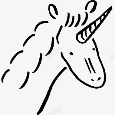 手绘黑色线条动物马图标图标