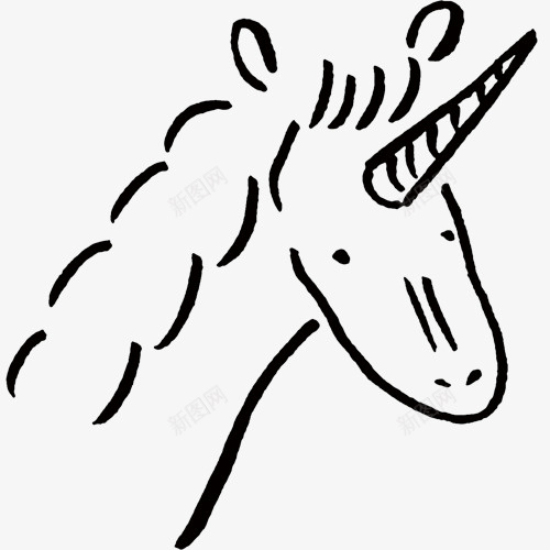 手绘黑色线条动物马图标png_新图网 https://ixintu.com 动物 手绘 线条 马 黑色