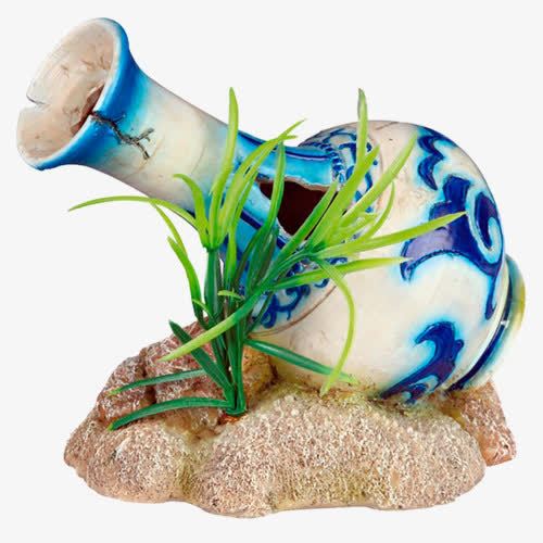 海草与青花器png免抠素材_新图网 https://ixintu.com 瓶子 陶瓷 青花瓷