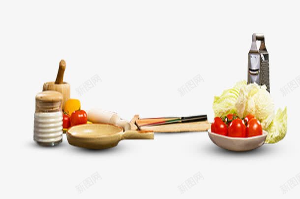 做西式简餐的工具png免抠素材_新图网 https://ixintu.com 佐料 盘子 胡椒粉 胡椒粉罐 西红柿