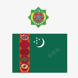 中亚地土库曼斯坦国徽图标高清图片