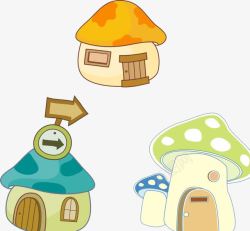 卡通蘑菇房子素材