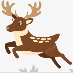 卡通驼鹿跳跃的可爱风格驼鹿高清图片