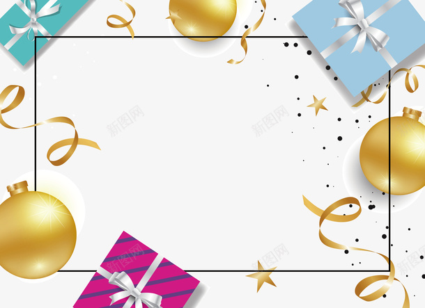 金色的装饰物和礼物盒矢量图eps免抠素材_新图网 https://ixintu.com 礼物 礼物png 礼物盒 礼物矢量图 装饰物 矢量图